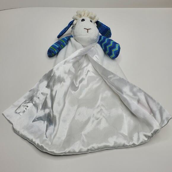 Wee Believers Child of God Lamb Sheep Lovey White Blue Security Blanket - Picture 6 of 13